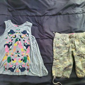 girl large bermuda shorts and tank